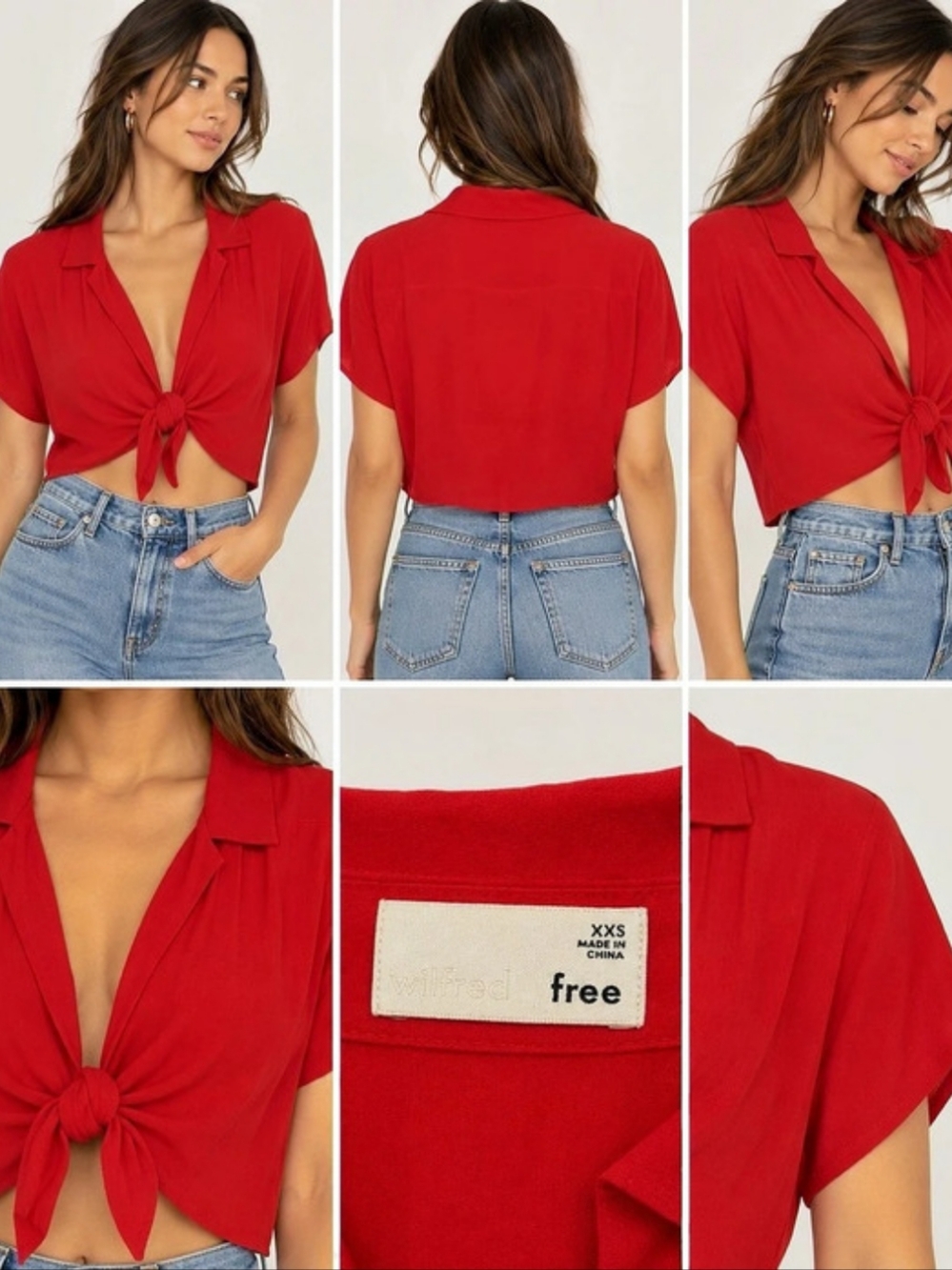 Wilfred Tie-Front Blouse in Red Size XXS